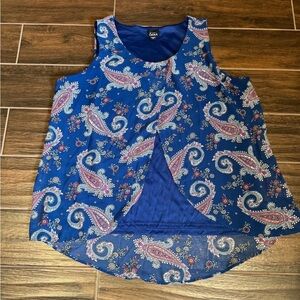 Simply Emma Sleeveless Top Size 2X Paisley Floral Print